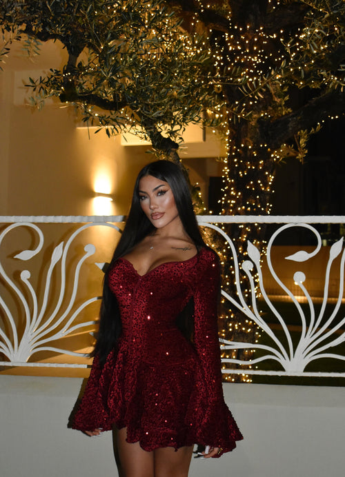 Dress Pricilla Shine Bordeaux