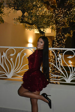 Dress Pricilla Shine Bordeaux