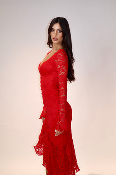 Long Dress Pricilla Lace Red