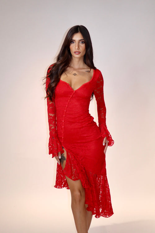 Long Dress Pricilla Lace Red