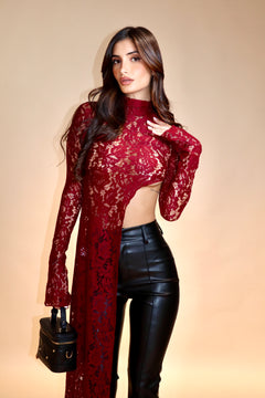 Maglia Clara Lace Bordeaux