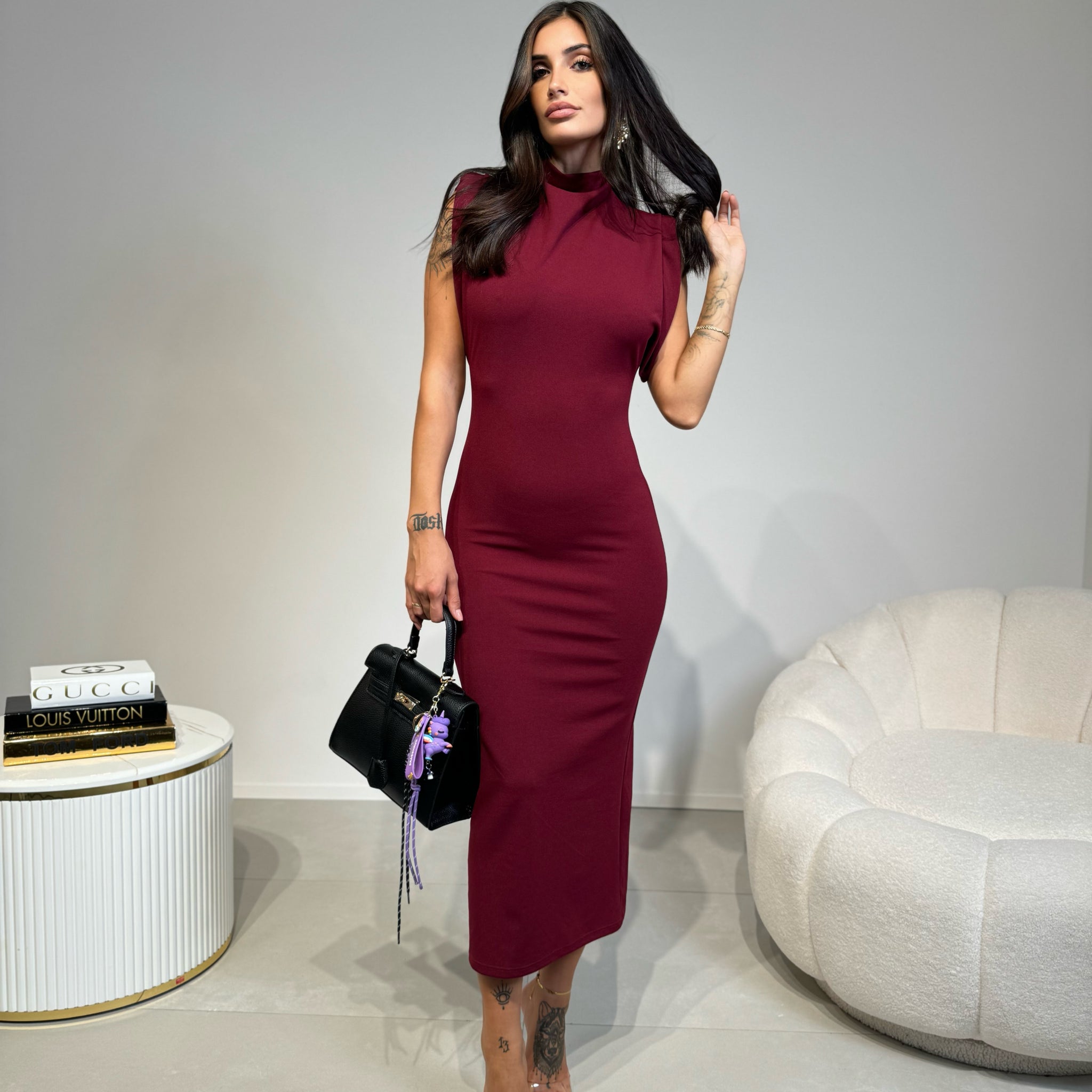 DRESS TULIPANO BORDEAUX